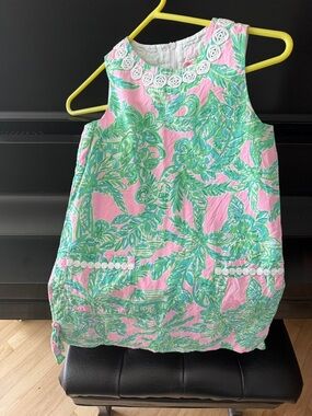 Lilly Pulitzer Pink & Green Tropical Lace-Trim Tank Dress